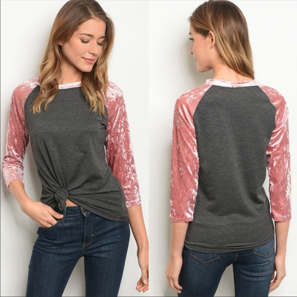 Velvet Sleeved Baseball Tee